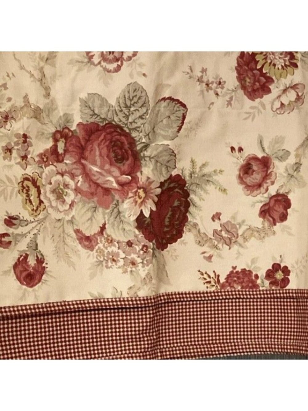 Waverly Garden Room Norfolk Rose Crimson Gingham Window Valances 72x18 set of 2